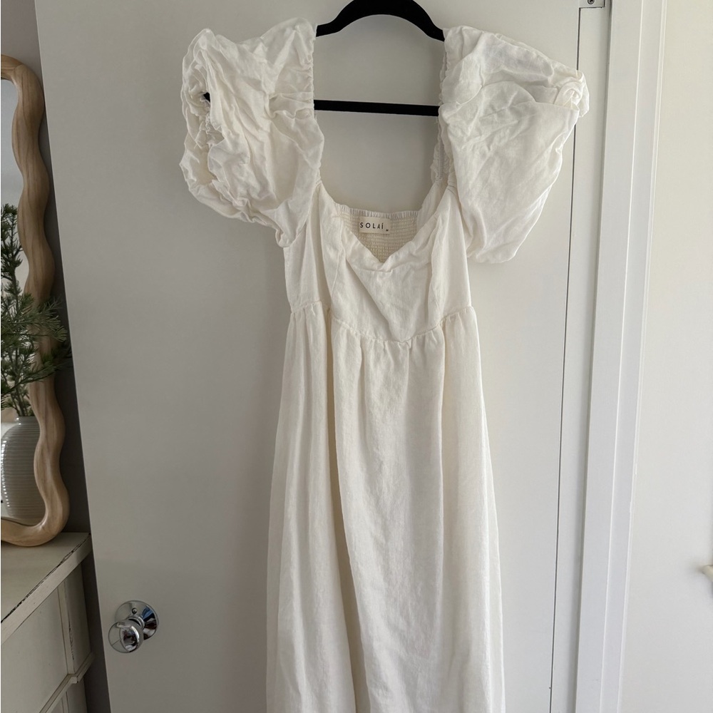 Solai the Label White Linen Maxi Dress